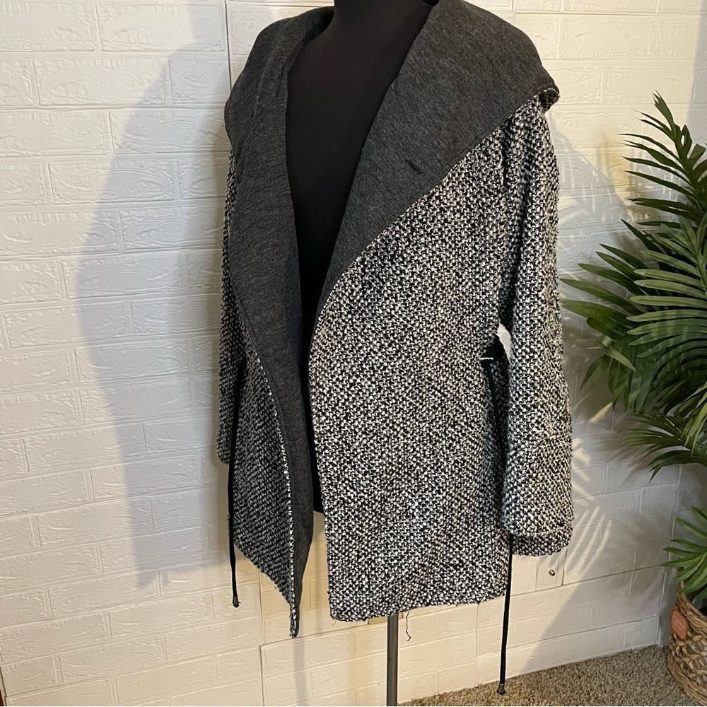 Free People Satellite Image swing coat gray XS hooded tweed - Picture 2 of 6